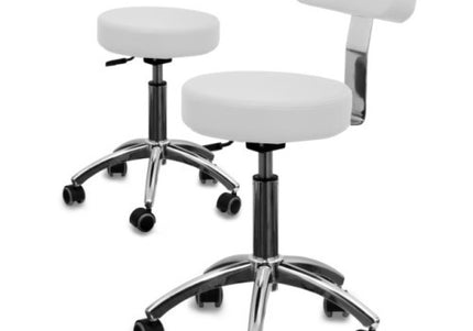 Gabbiano AM 304 Grooming Chair – Adjustable Height Stool with Backrest, White Finish
