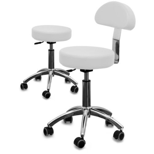 Gabbiano AM 304 Grooming Chair – Adjustable Height Stool with Backrest, White Finish
