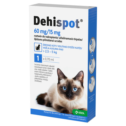 KRKA Dehispot Internal Parasite Cat Drops 60mg/15mg - 5 kg