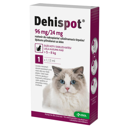 KRKA Dehispot 96mg/24mg Cat Internal Parasite Drops 5-8kg