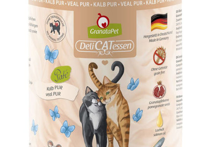 GranataPet DeliCatessen Veal Pur – Grain-Free Wet Cat Food, Tender Veal, 800g Can