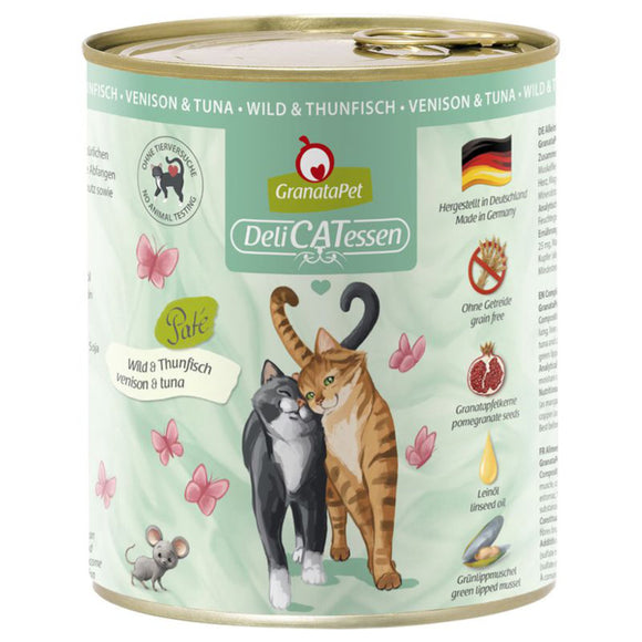 GranataPet DeliCatessen Venison & Tuna – Grain-Free Wet Cat Food, 800g Can