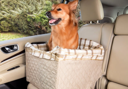 PetSafe Happy Ride Seat Tan – Secure Car Booster, Beige, Supports Dogs Up to 14 kg