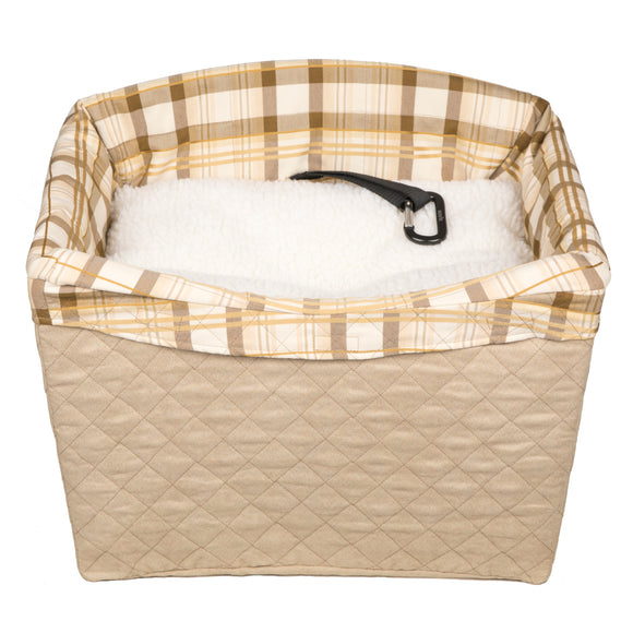 PetSafe Happy Ride Seat Tan – Secure Car Booster, Beige, Supports Dogs Up to 14 kg