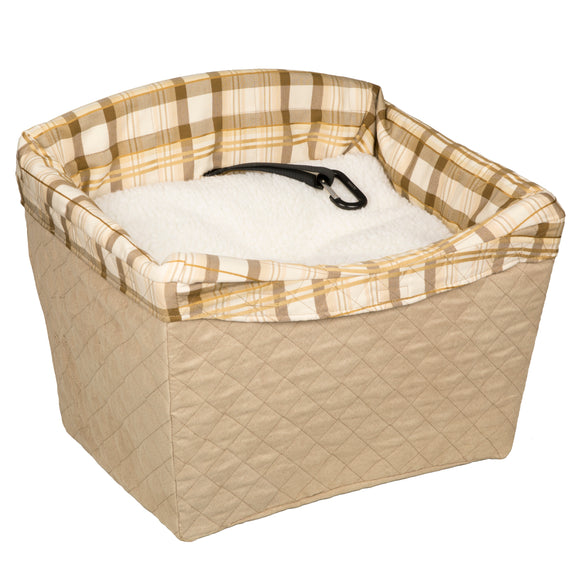 PetSafe Happy Ride Seat Tan – Secure Car Booster, Beige, Supports Dogs Up to 14 kg