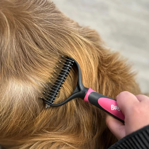 Bugalugs Dematting Rake – Double-Sided Hook Blade, Ergonomic Handle for Tangle Removal