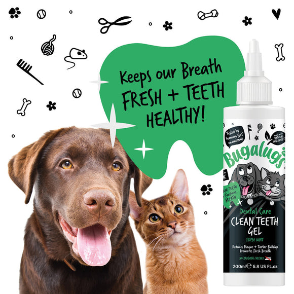 Bugalugs Dental Care Clean Teeth Gel 200ml – Mint Gel Formula, No-Brush Fresh Breath Solution