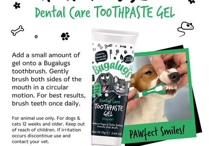 Bugalugs Dental Care Toothpaste Gel 75g – Mint Gel Formula, Fresh Breath and Oral Hygiene