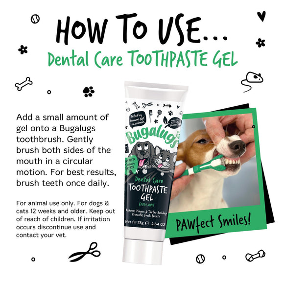Bugalugs Dental Care Toothpaste Gel 75g – Mint Gel Formula, Fresh Breath and Oral Hygiene