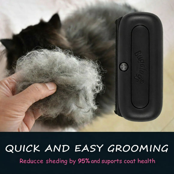 Bugalugs Deshedding Brush – Multi-Species Grooming Tool, Ergonomic Handle, Black Finish