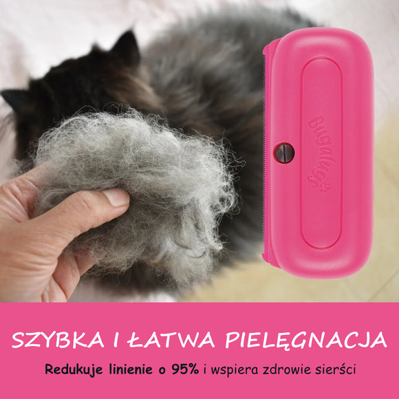 Bugalugs Deshedding Brush – Multi-Species Grooming Tool, Ergonomic Loose Hair Remover, Black