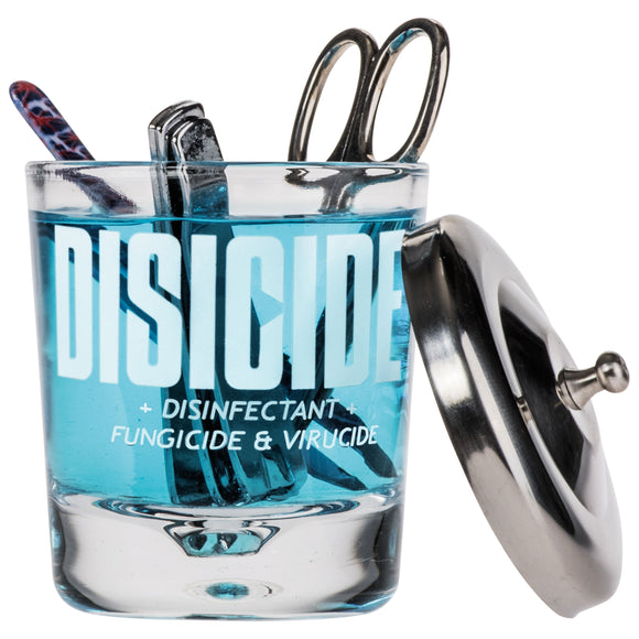 Disicide Disinfecting Glass Jar 160ml – Compact Glass Container for Grooming Tool Hygiene