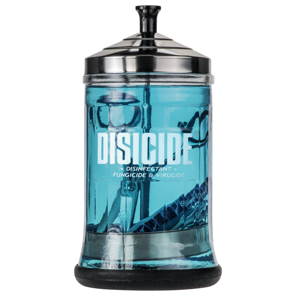 Disicide Disinfecting Glass Jar – 750ml Glass Container with Basket, Hygienic Tool Storage
