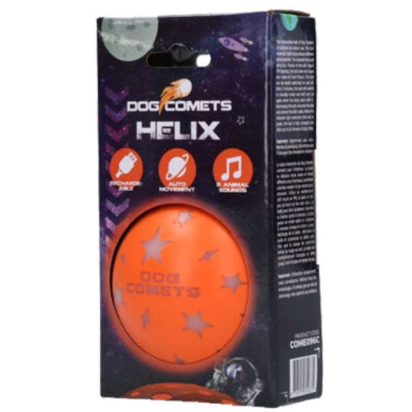 Dog Comets Helix Interactive Ball 8cm – Light-Up, Sound-Emitting, Durable Orange Toy