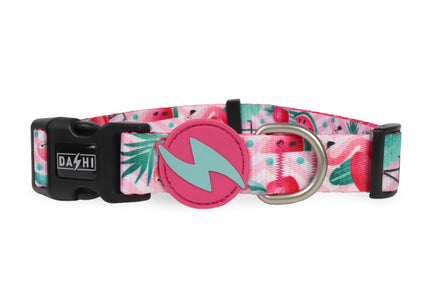 Dashi Flamingo Collar – Colorful Medium Dog Collar with Vibrant Flamingo Pattern
