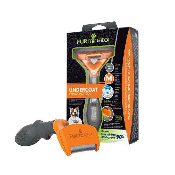 FURminator Long Hair Deshedding Tool – Medium Size, Ergonomic Handle, Reduces Shedding