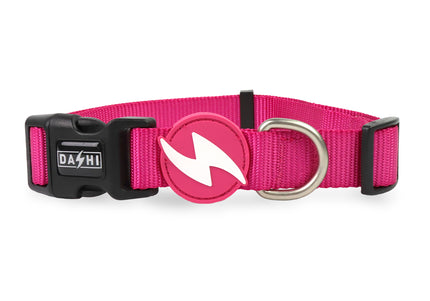 Dashi Solid Collar Pink – Nylon Medium Dog Collar, Adjustable and Durable Design