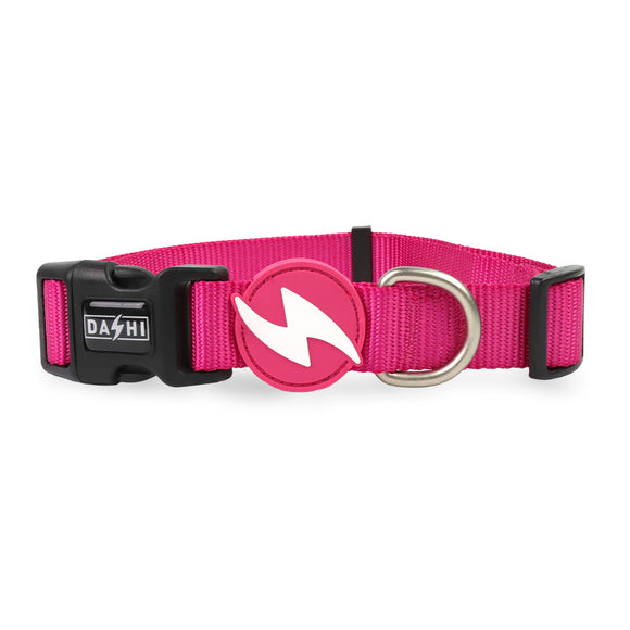 Dashi Solid Collar Pink – Nylon Medium Dog Collar, Adjustable and Durable Design