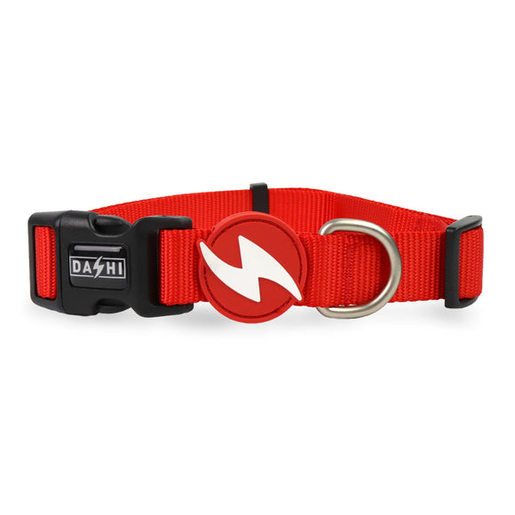 Dashi Solid Collar Red – Adjustable Nylon Dog Collar, Small Size, Durable Buckle