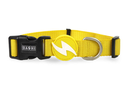 Dashi Solid Collar Yellow – Nylon Adjustable Dog Collar, Small Size, Durable Design