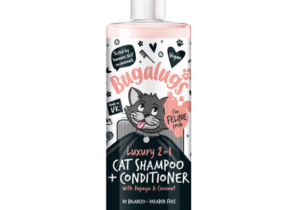Bugalugs Luxury 2in1 Papaya & Coconut Cat Shampoo – Cleansing and Conditioning Formula, 500ml
