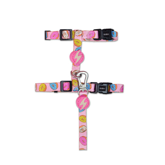Dashi Donut Cat Harness and Leash Set – Adjustable Comfort Fit with Fun Donut Pattern
