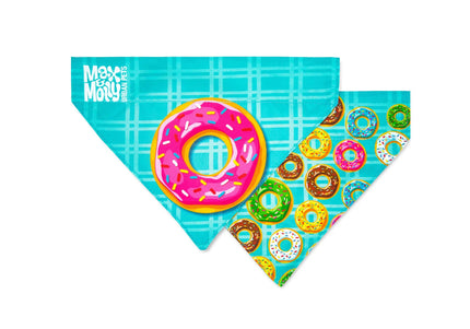 Max&Molly Reversible Donuts Bandana – Double-Sided Large Size, Fun Print Accessory
