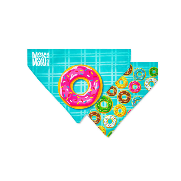Max&Molly Reversible Donuts Bandana – Double-Sided Large Size, Fun Print Accessory