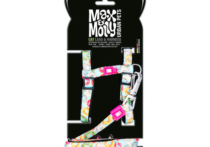 Max&Molly Cat Harness and Leash Set – Donut Pattern, Adjustable, Comfortable Design