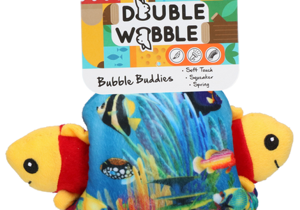 Holland Double Wooble Bubble Buddies – Squeaky Dog Toy with Spring, Fish Aquarium Design
