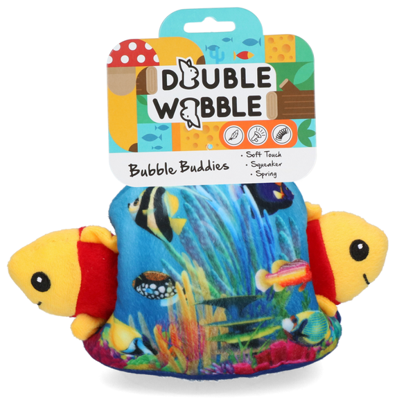 Holland Double Wooble Bubble Buddies – Squeaky Dog Toy with Spring, Fish Aquarium Design