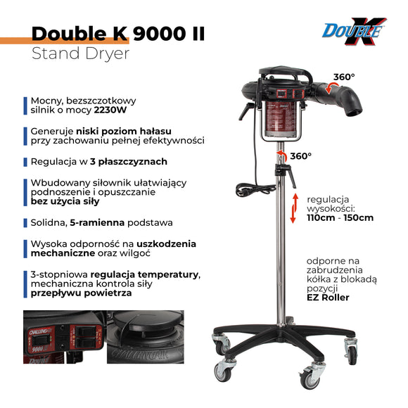 Double K ChallengAir 9000 II Stand Dryer – Professional Rotary Dryer with Adjustable Air Flow and Temperature