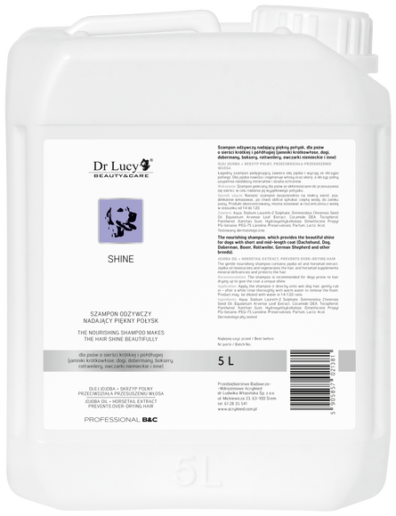 Dr Lucy Shine Short and Medium Coat-Shine Dog Shampoo - 5 L