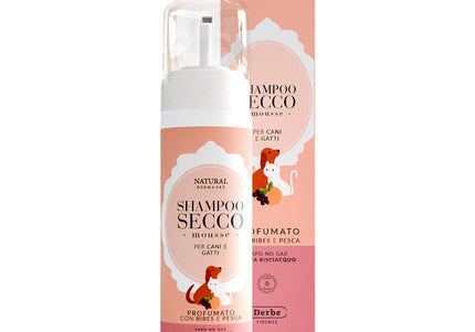 Dry shampoo mousse for dogs with sensitive skin – Blackcurrant and peach scent – 150ml