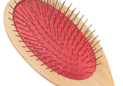 Keller Bursten Hard Wooden Grooming Brush – Metal Pin Design, Durable and Effective