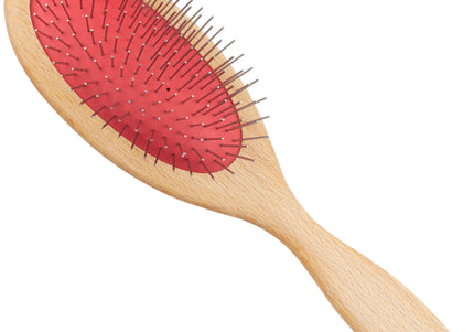 Keller Bursten Hard Wooden Grooming Brush – Metal Pin Design, Durable and Effective