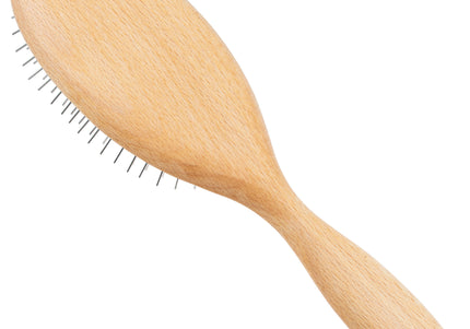 Keller Bursten Hard Wooden Grooming Brush – Metal Pin Design, Durable and Effective