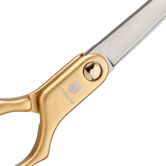 Jargem Asian Style Light Curved Scissors 6" – Ultra-Light Red Blades for Precision Grooming