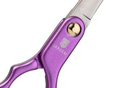 Jargem Asian Style Light Curved Scissors 6" – Ultra-Light Red Blades for Precision Grooming