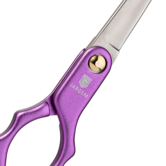 Jargem Asian Style Light Curved Scissors 6" – Ultra-Light Red Blades for Precision Grooming