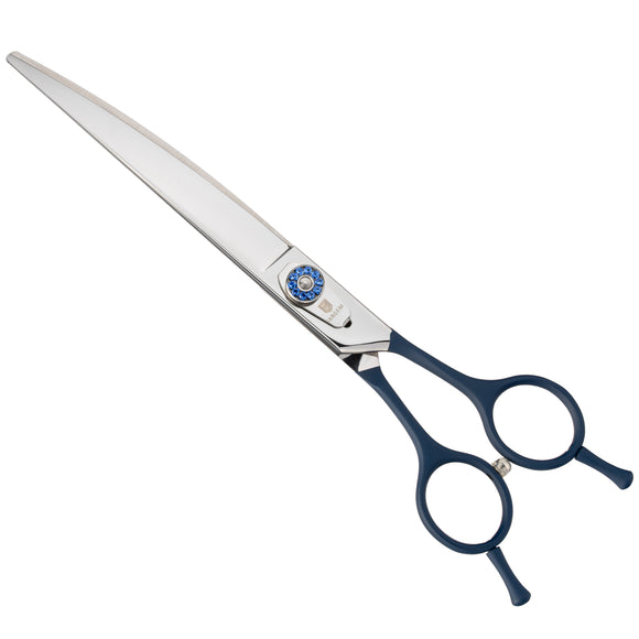 Jargem Blue Curved Grooming Scissors – 7.5in Precision Shears with Decorative Screw