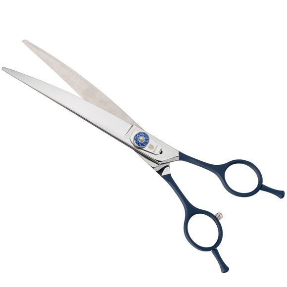Jargem Blue Curved Grooming Scissors – 7.5in Precision Shears with Decorative Screw