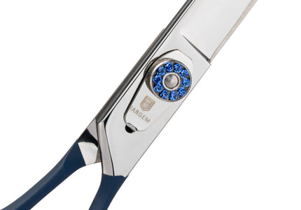 Jargem Blue Curved Grooming Scissors – 7.5in Precision Shears with Decorative Screw
