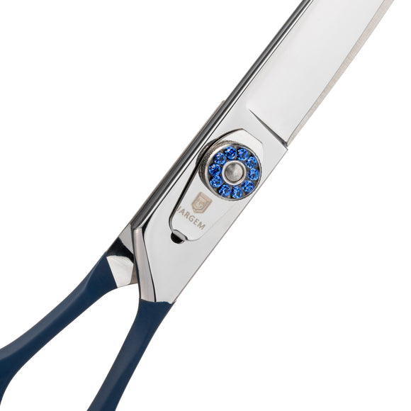 Jargem Blue Curved Grooming Scissors – 7.5in Precision Shears with Decorative Screw