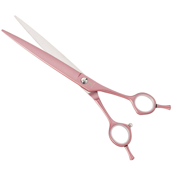 Jargem Pink Straight Grooming Scissors – 7" Titanium Coated, Durable Precision Blades