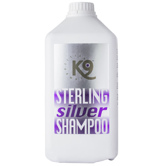 K9 Sterling Silver Shampoo – Color-Enhancing Concentrate for White and Silver Coats, 2.7L