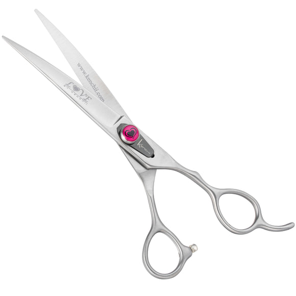 Kenchii Love Curved Grooming Scissors – 9 Inch, Ergonomic Handle, Professional Precision
