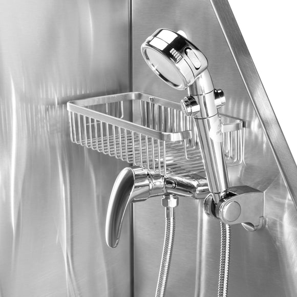 Blovi Free Standing Stainless Steel Grooming Bath – Tub with Steps and Left Sliding Door