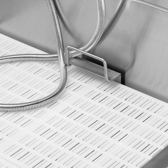 Blovi Free Standing Stainless Steel Grooming Bath – Tub with Steps and Left Sliding Door