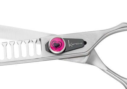 Kenchii Love Chunkers 8" Grooming Scissors – Single-Sided Thinning Blade with 22 Teeth, Ergonomic Design